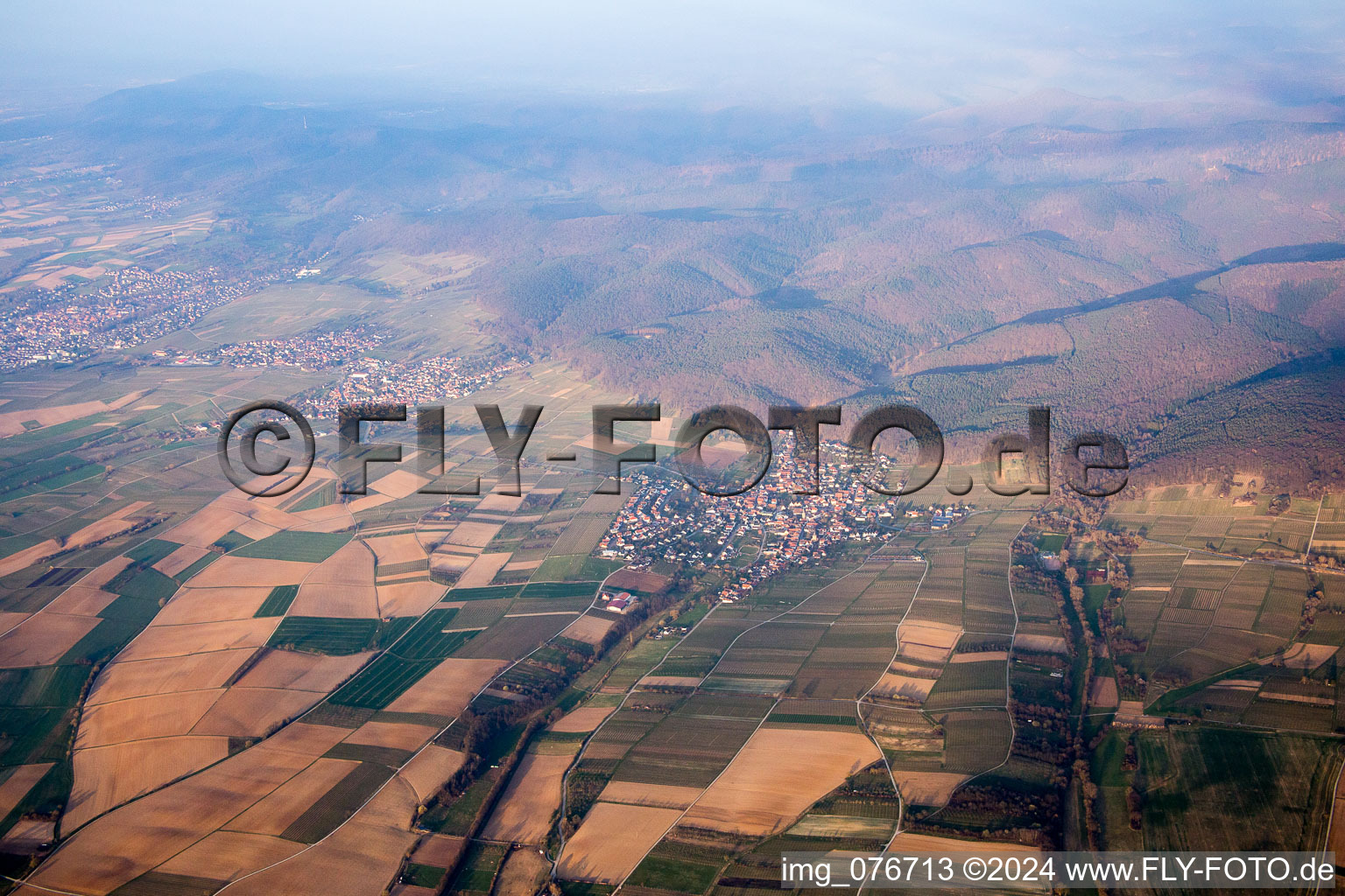 Oberotterbach in the state Rhineland-Palatinate, Germany from above