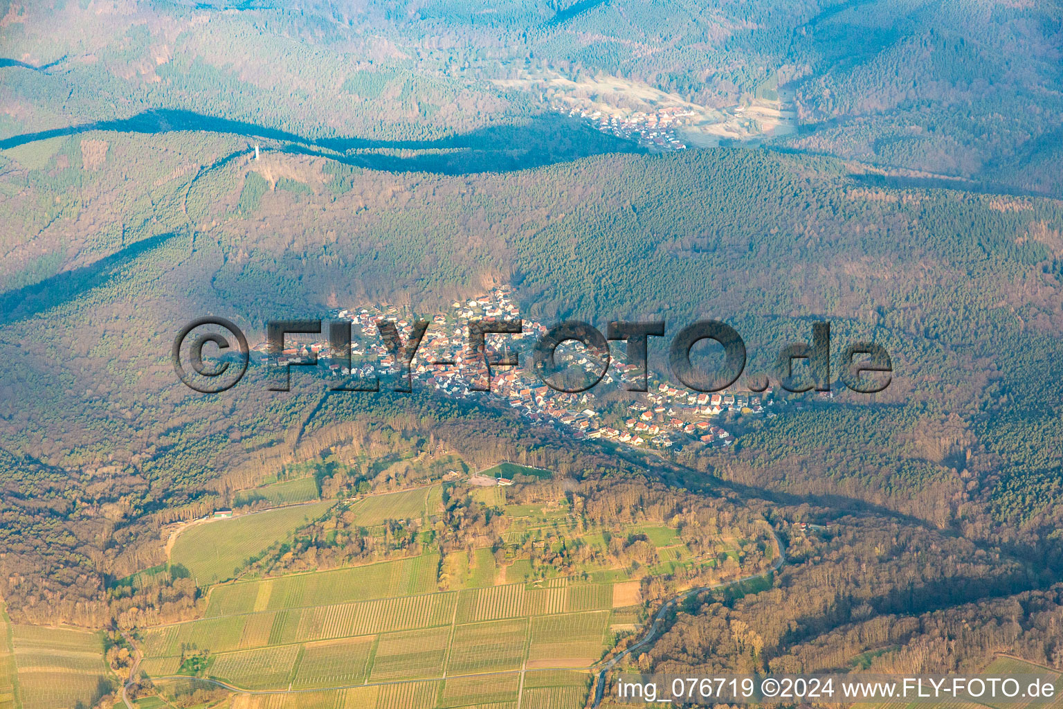 Aerial photograpy of Dörrenbach in the state Rhineland-Palatinate, Germany