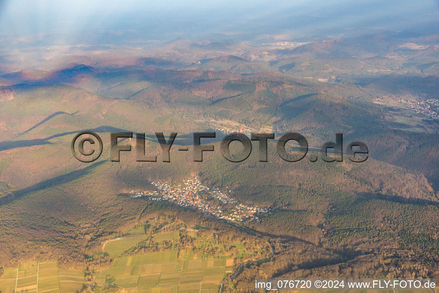 Forest and mountain scenery des suedlichen Pfaelzerwald in Doerrenbach in the state Rhineland-Palatinate