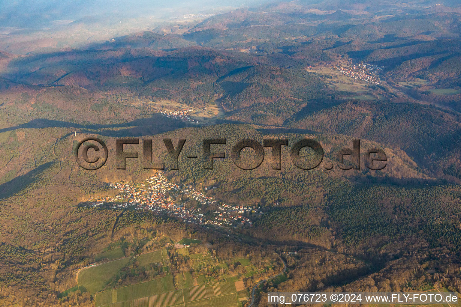 Oblique view of Dörrenbach in the state Rhineland-Palatinate, Germany