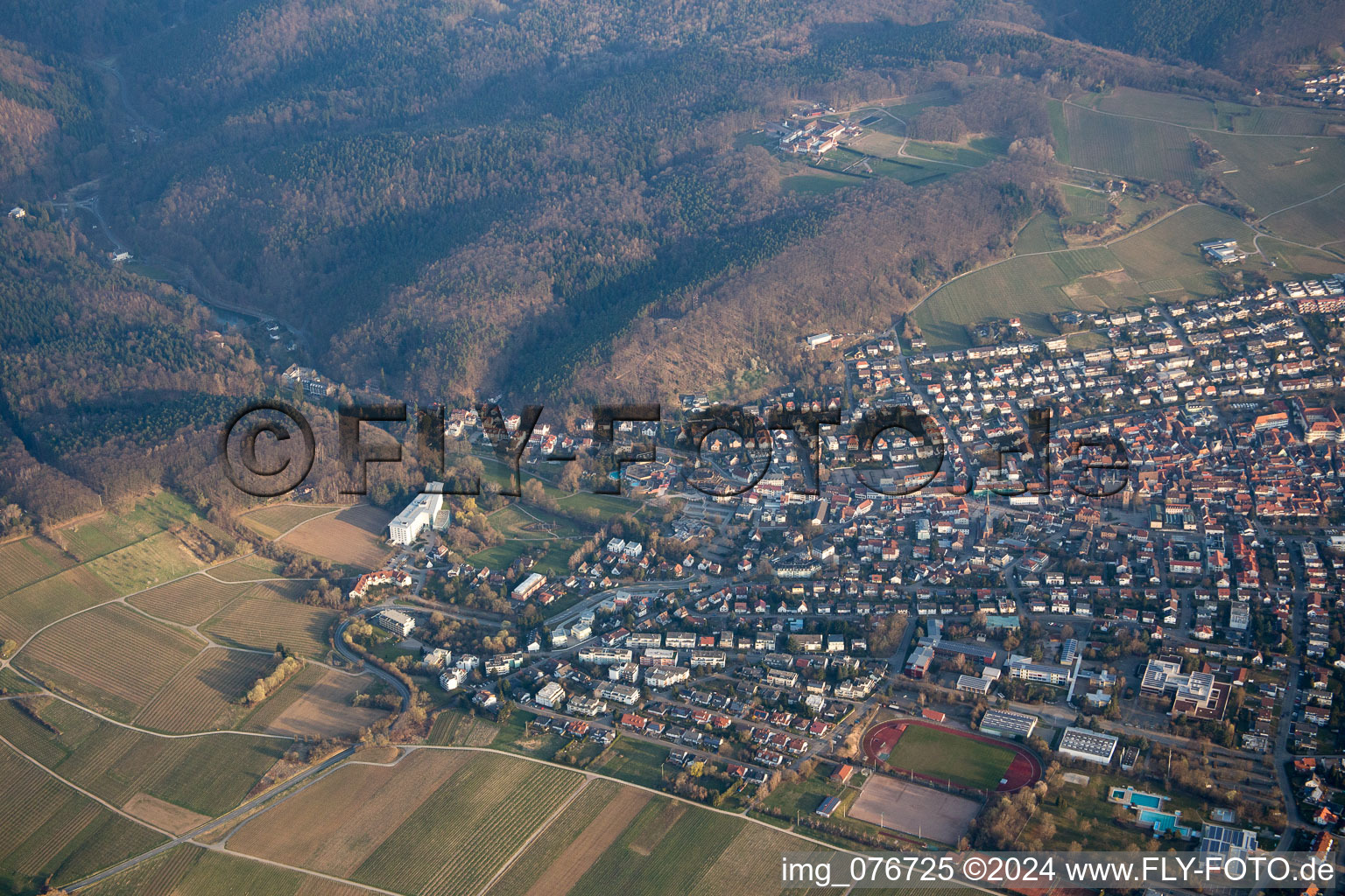 Bad Bergzabern in the state Rhineland-Palatinate, Germany seen from above