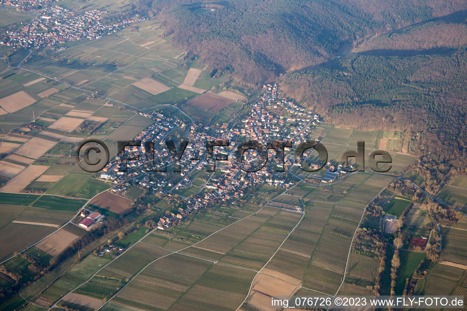 Oberotterbach in the state Rhineland-Palatinate, Germany out of the air