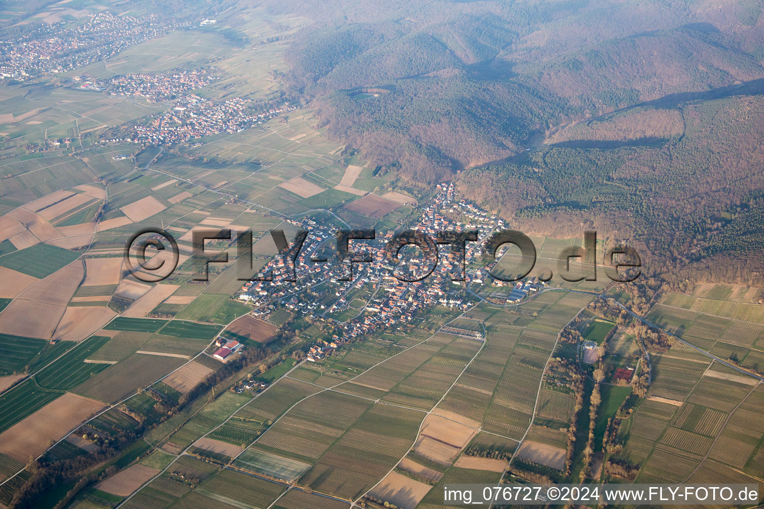 Oberotterbach in the state Rhineland-Palatinate, Germany seen from above