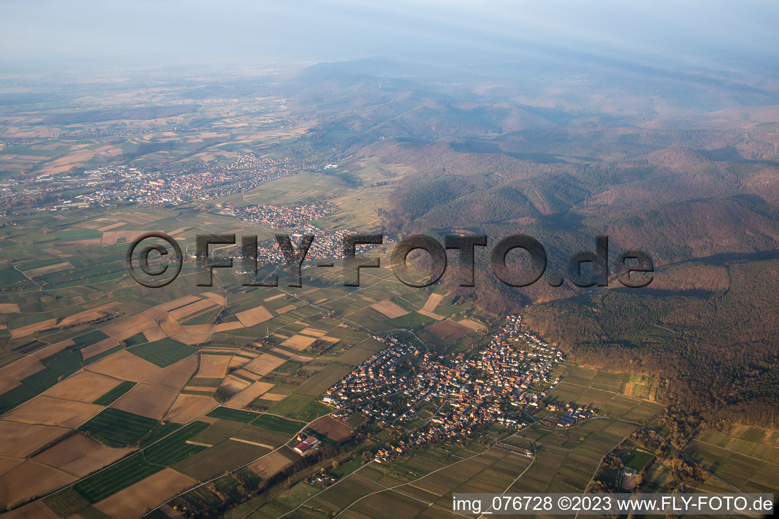 Oberotterbach in the state Rhineland-Palatinate, Germany from the plane