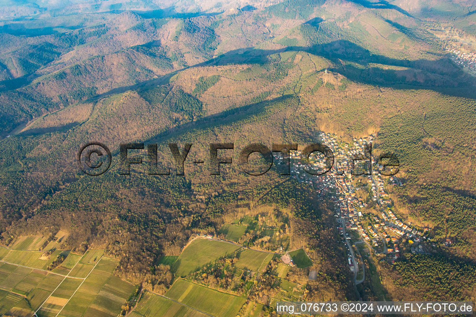 Dörrenbach in the state Rhineland-Palatinate, Germany from the plane