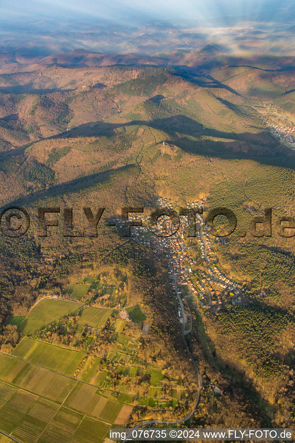 Bird's eye view of Dörrenbach in the state Rhineland-Palatinate, Germany