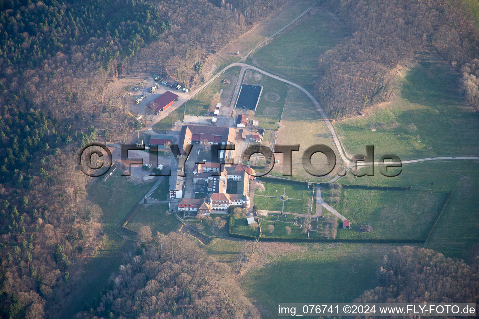 Bird's eye view of Bad Bergzabern in the state Rhineland-Palatinate, Germany