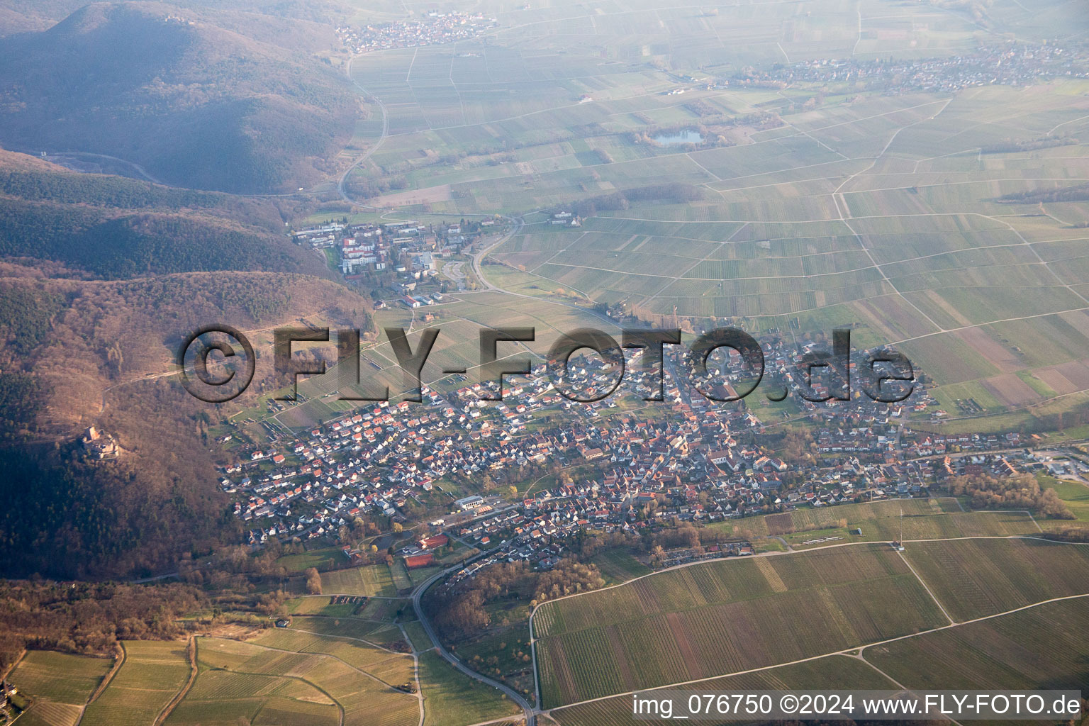 Aerial photograpy of Klingenmünster in the state Rhineland-Palatinate, Germany