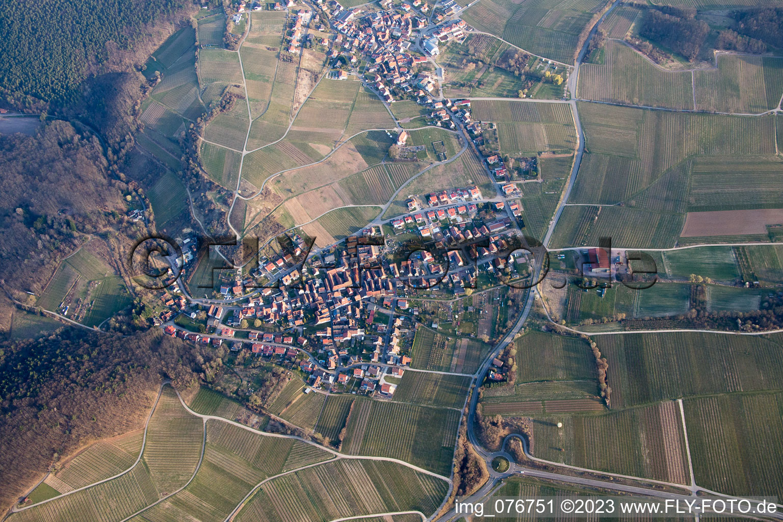 Aerial view of District Gleishorbach in Gleiszellen-Gleishorbach in the state Rhineland-Palatinate, Germany