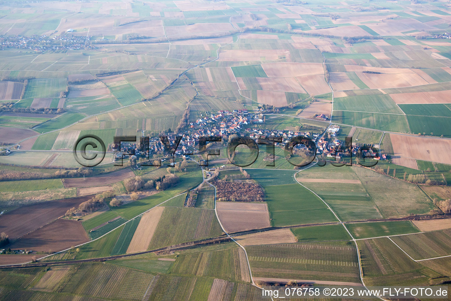 Oblique view of Oberhausen in the state Rhineland-Palatinate, Germany