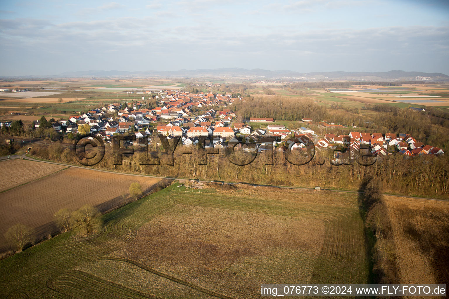 Drone recording of Winden in the state Rhineland-Palatinate, Germany