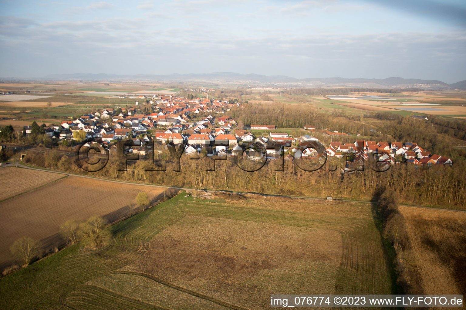 Drone image of Winden in the state Rhineland-Palatinate, Germany