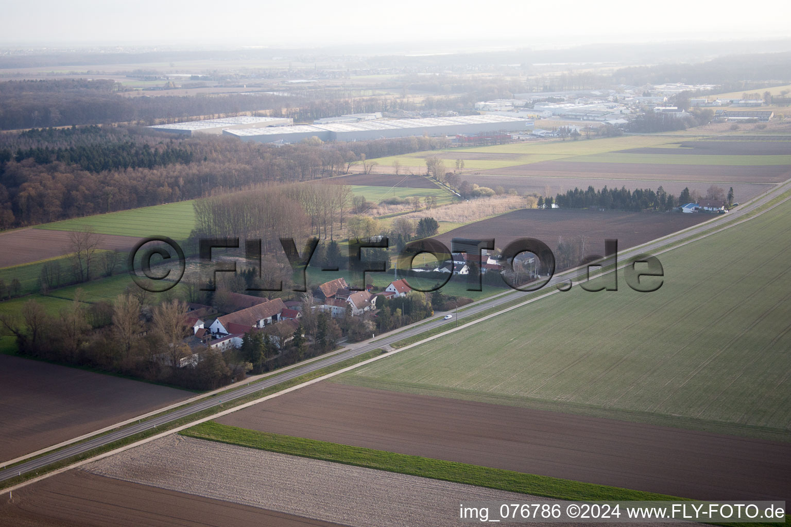 Bird's eye view of Höfen in the state Rhineland-Palatinate, Germany