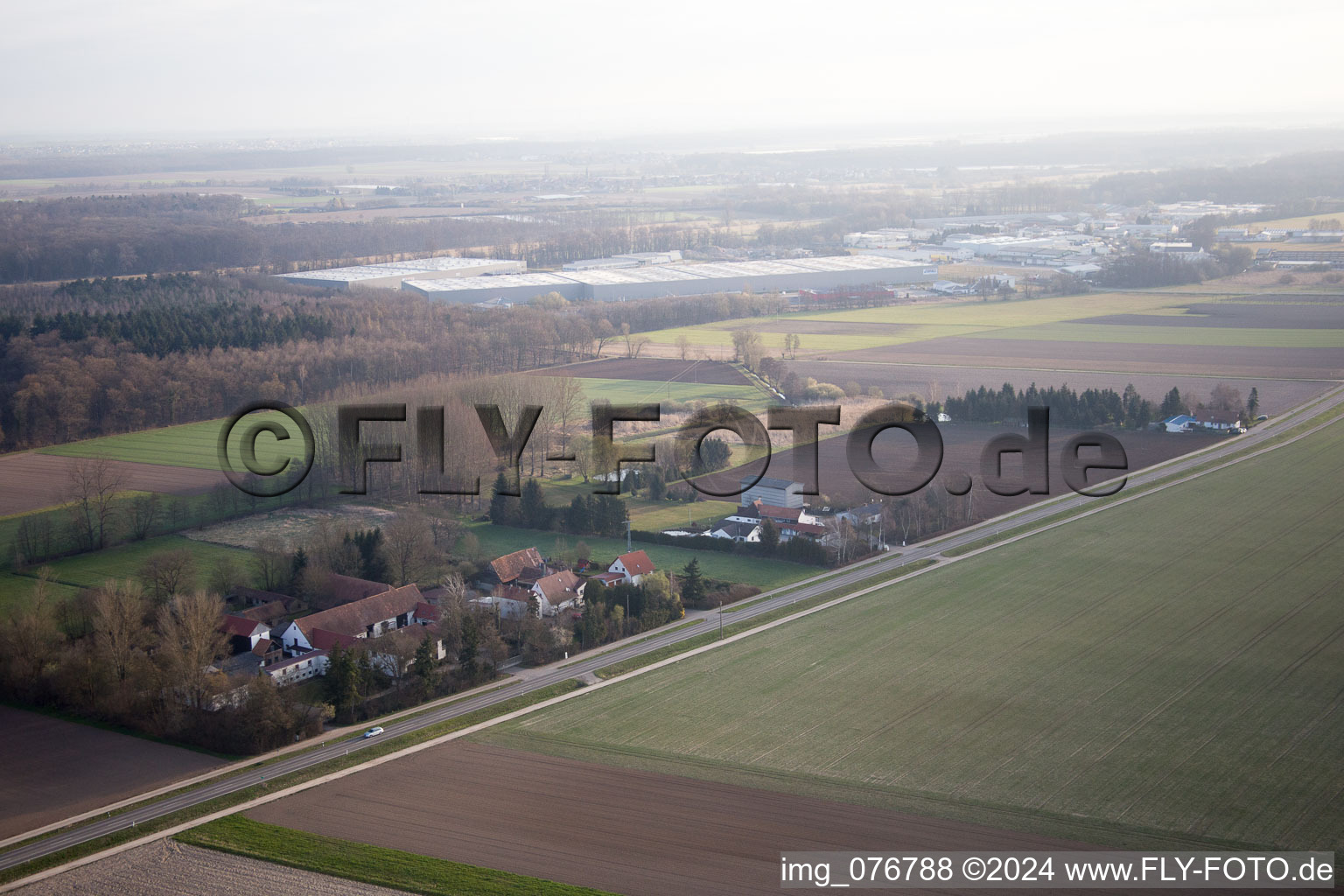 Drone recording of Höfen in the state Rhineland-Palatinate, Germany