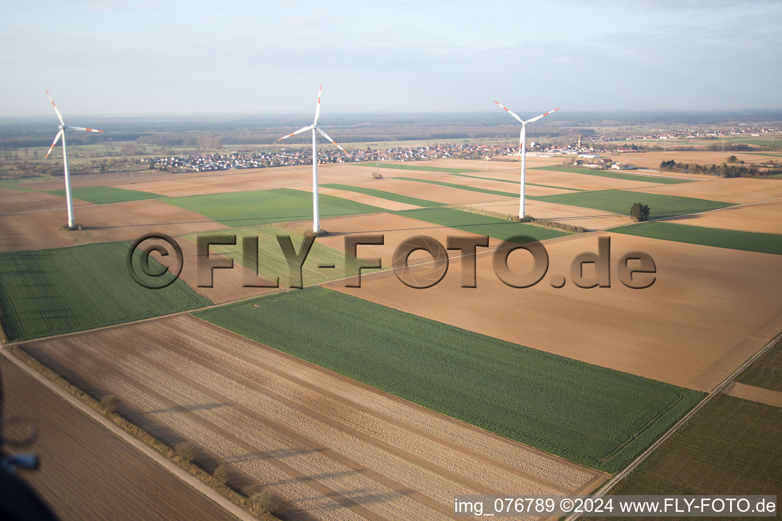 Minfeld in the state Rhineland-Palatinate, Germany from the plane