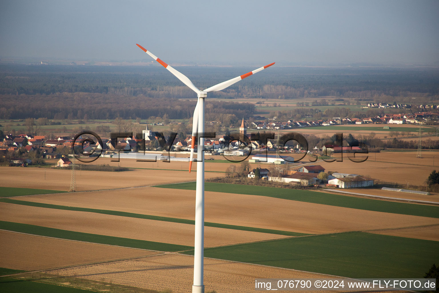 Bird's eye view of Minfeld in the state Rhineland-Palatinate, Germany