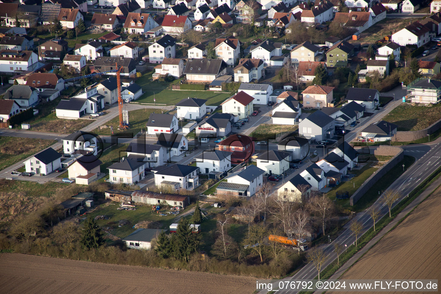 Drone recording of Minfeld in the state Rhineland-Palatinate, Germany