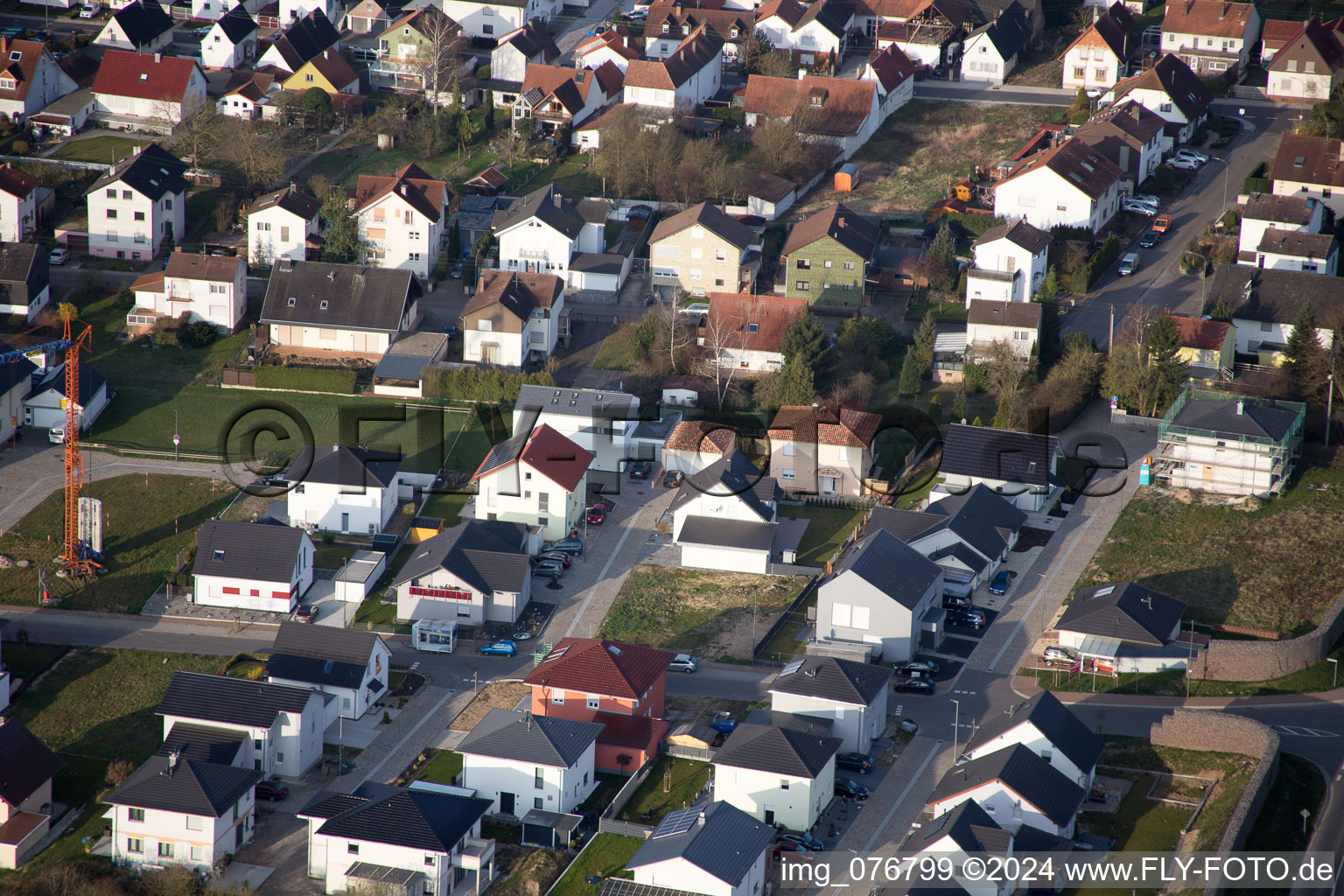 Oblique view of Minfeld in the state Rhineland-Palatinate, Germany