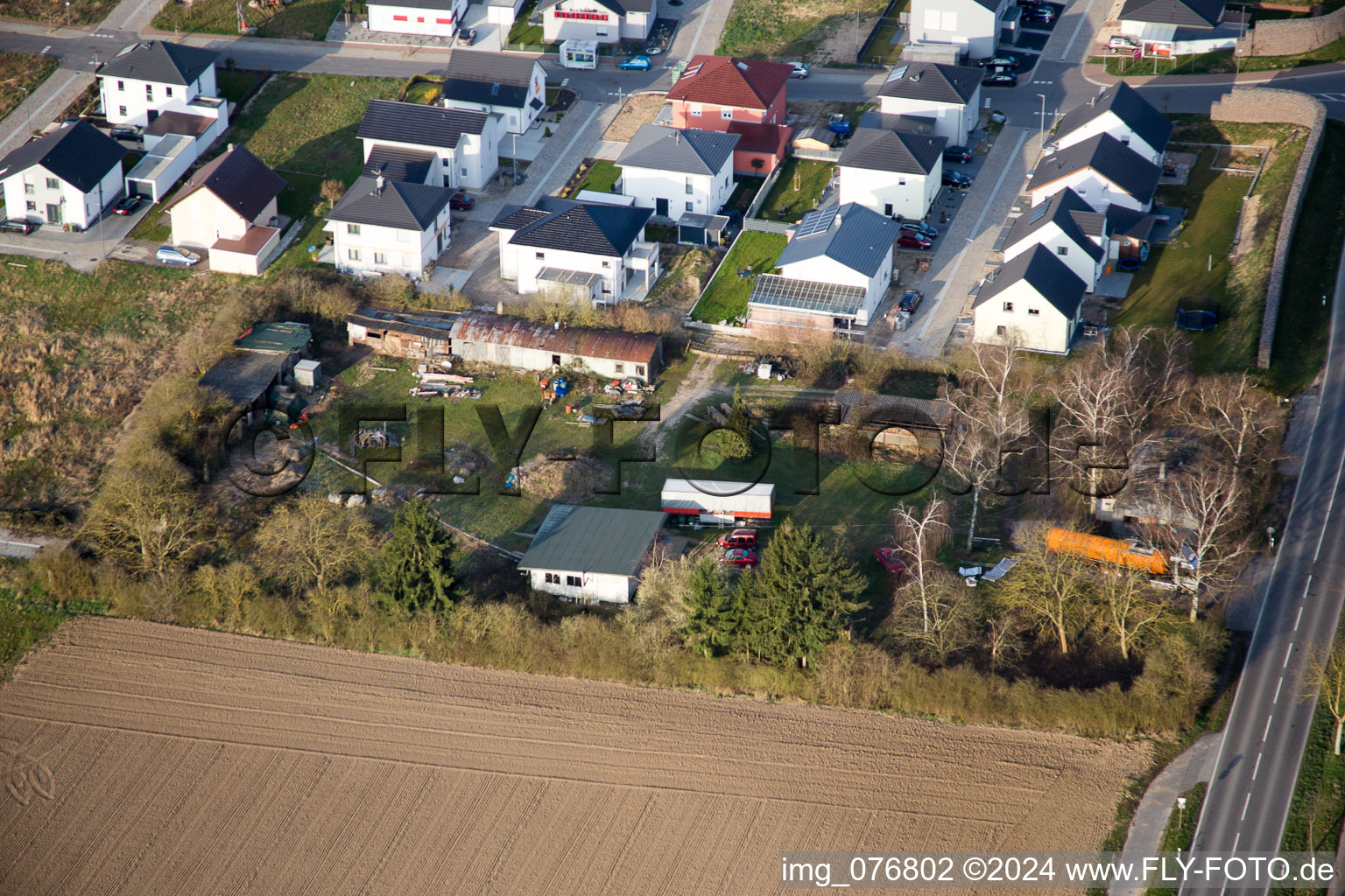 Minfeld in the state Rhineland-Palatinate, Germany seen from above