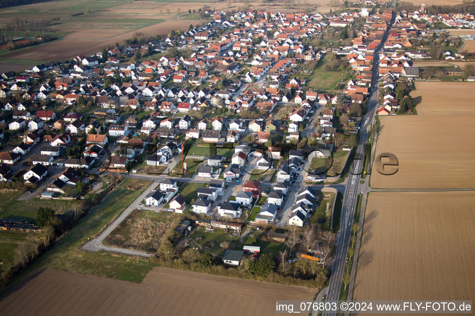 Minfeld in the state Rhineland-Palatinate, Germany from the plane