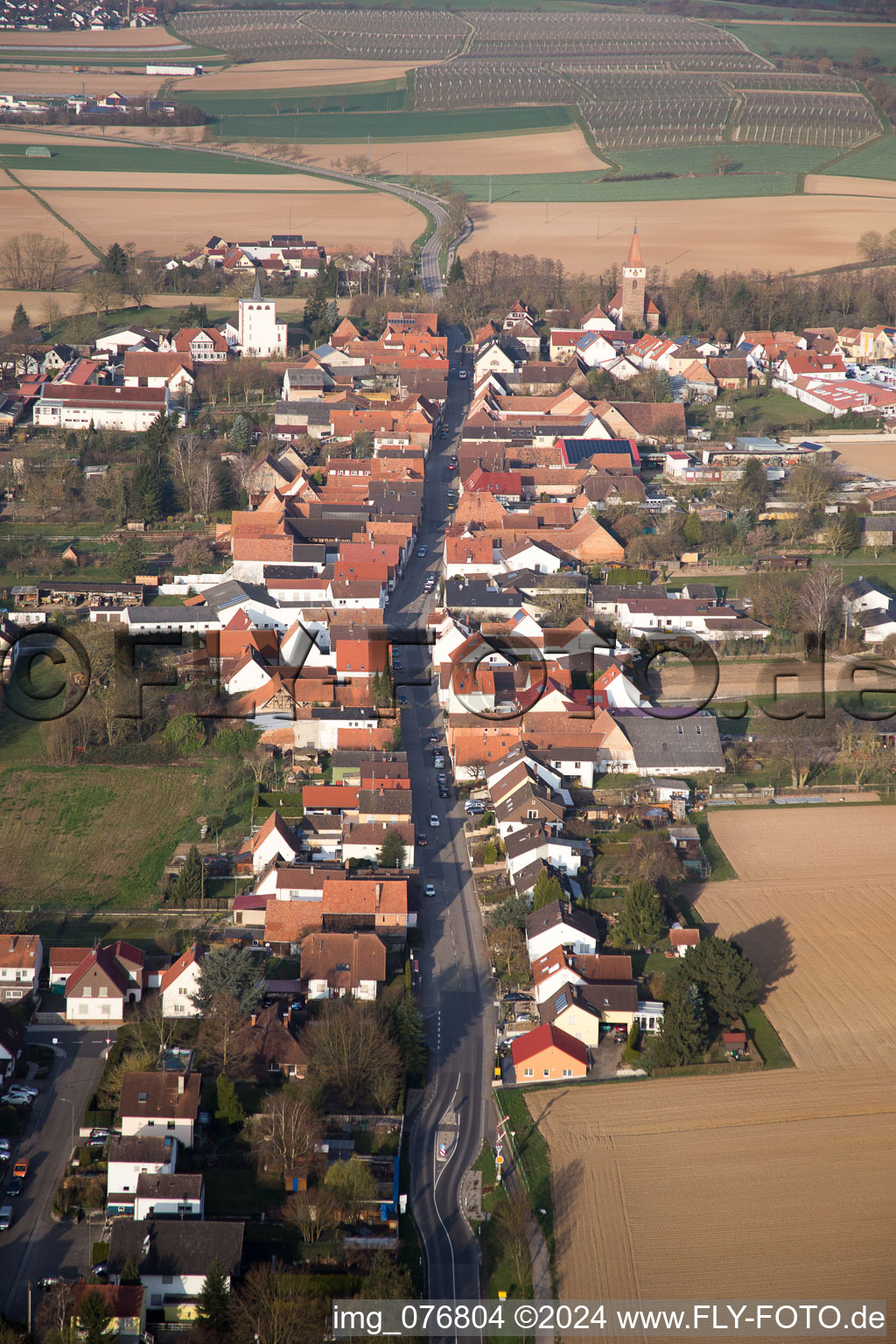 Bird's eye view of Minfeld in the state Rhineland-Palatinate, Germany