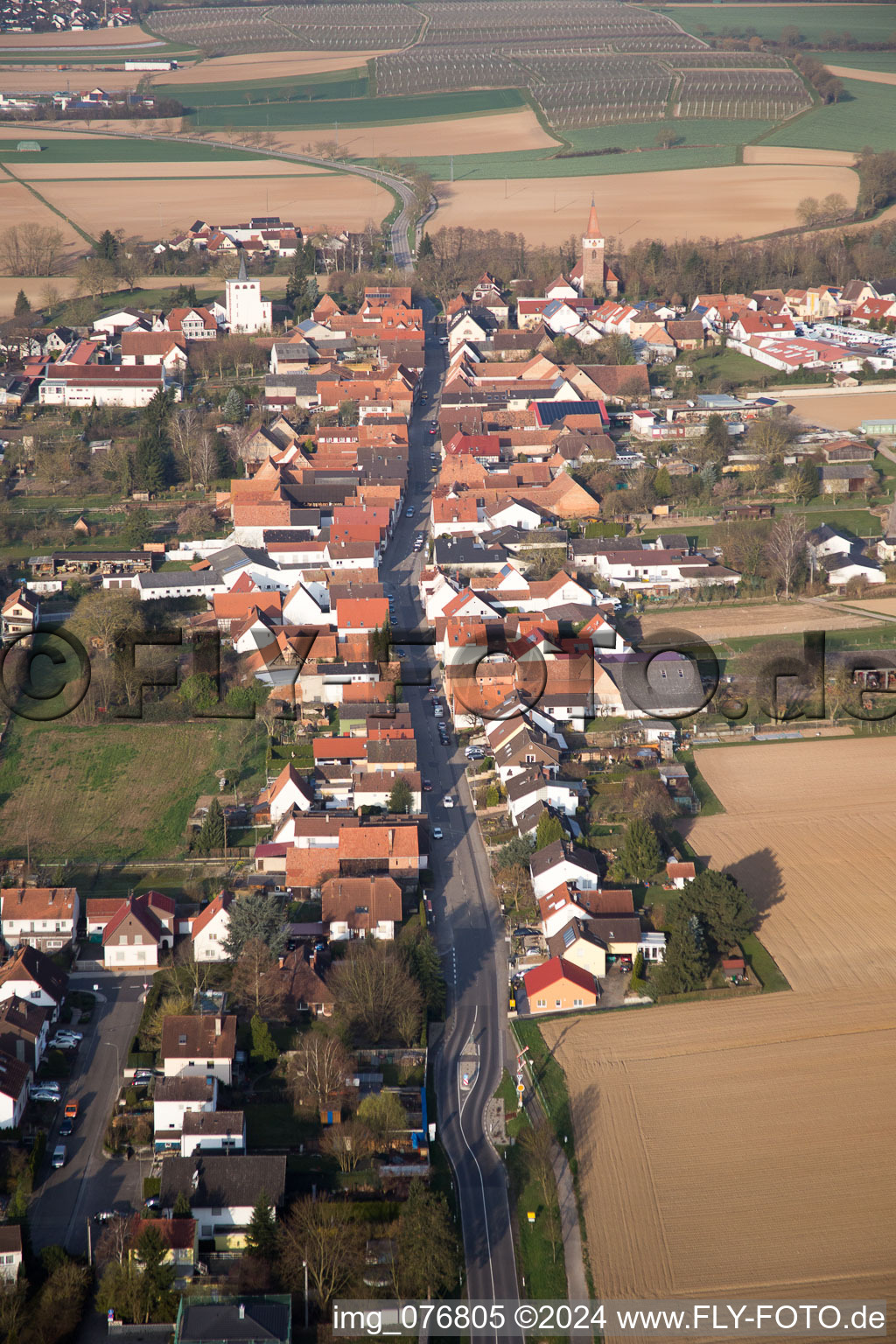 Minfeld in the state Rhineland-Palatinate, Germany viewn from the air