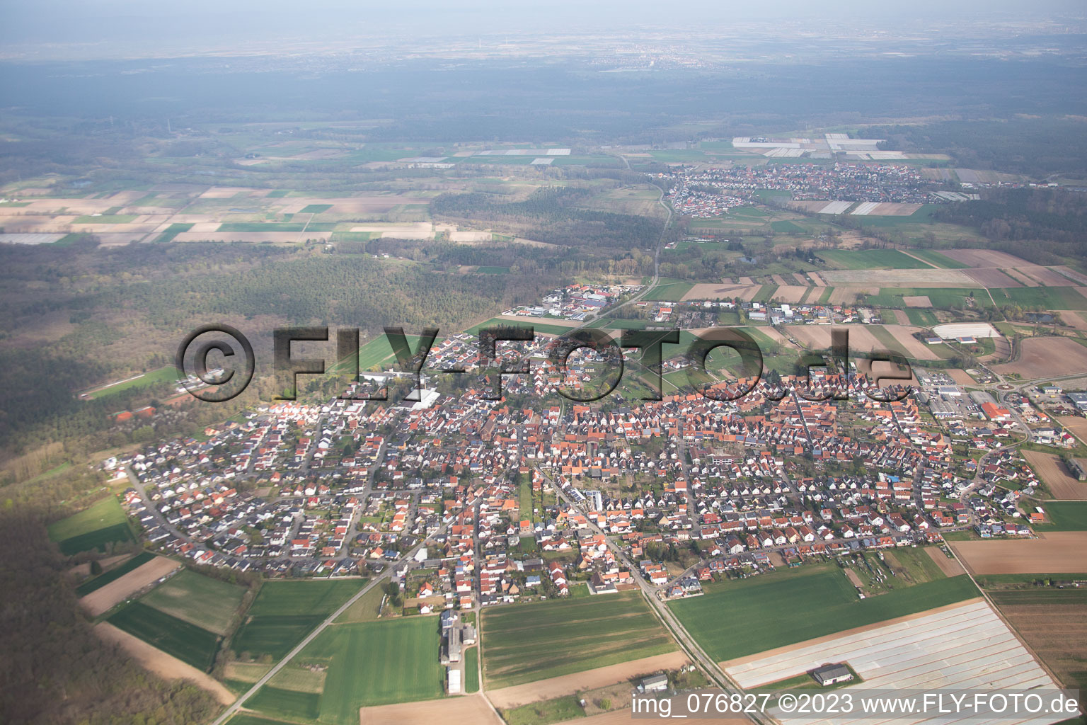 Aerial view of Harthausen in the state Rhineland-Palatinate, Germany