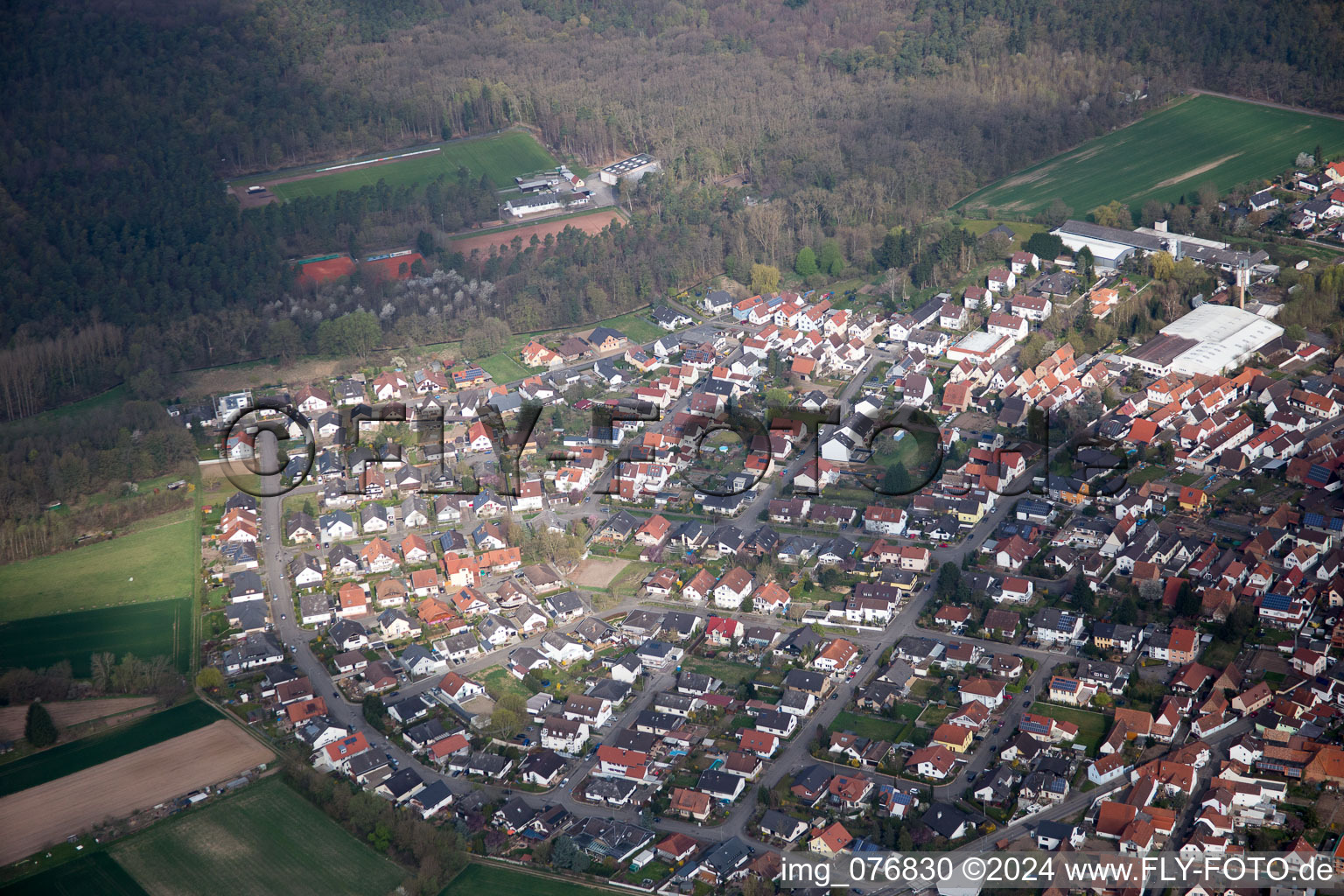 Oblique view of Harthausen in the state Rhineland-Palatinate, Germany