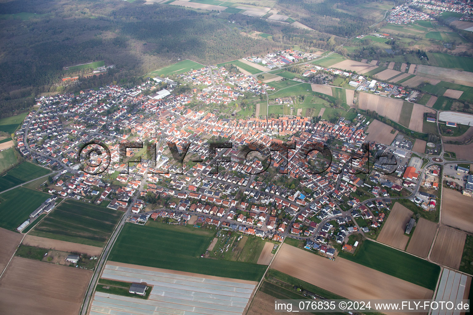 Harthausen in the state Rhineland-Palatinate, Germany from the plane