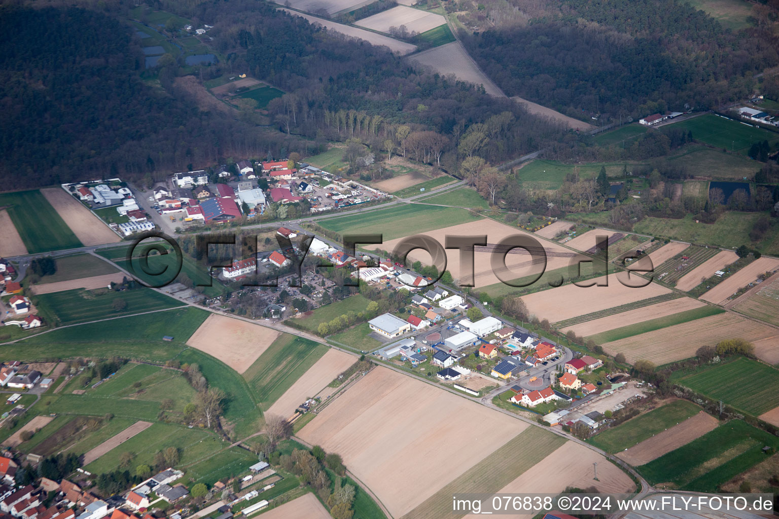 Drone recording of Harthausen in the state Rhineland-Palatinate, Germany