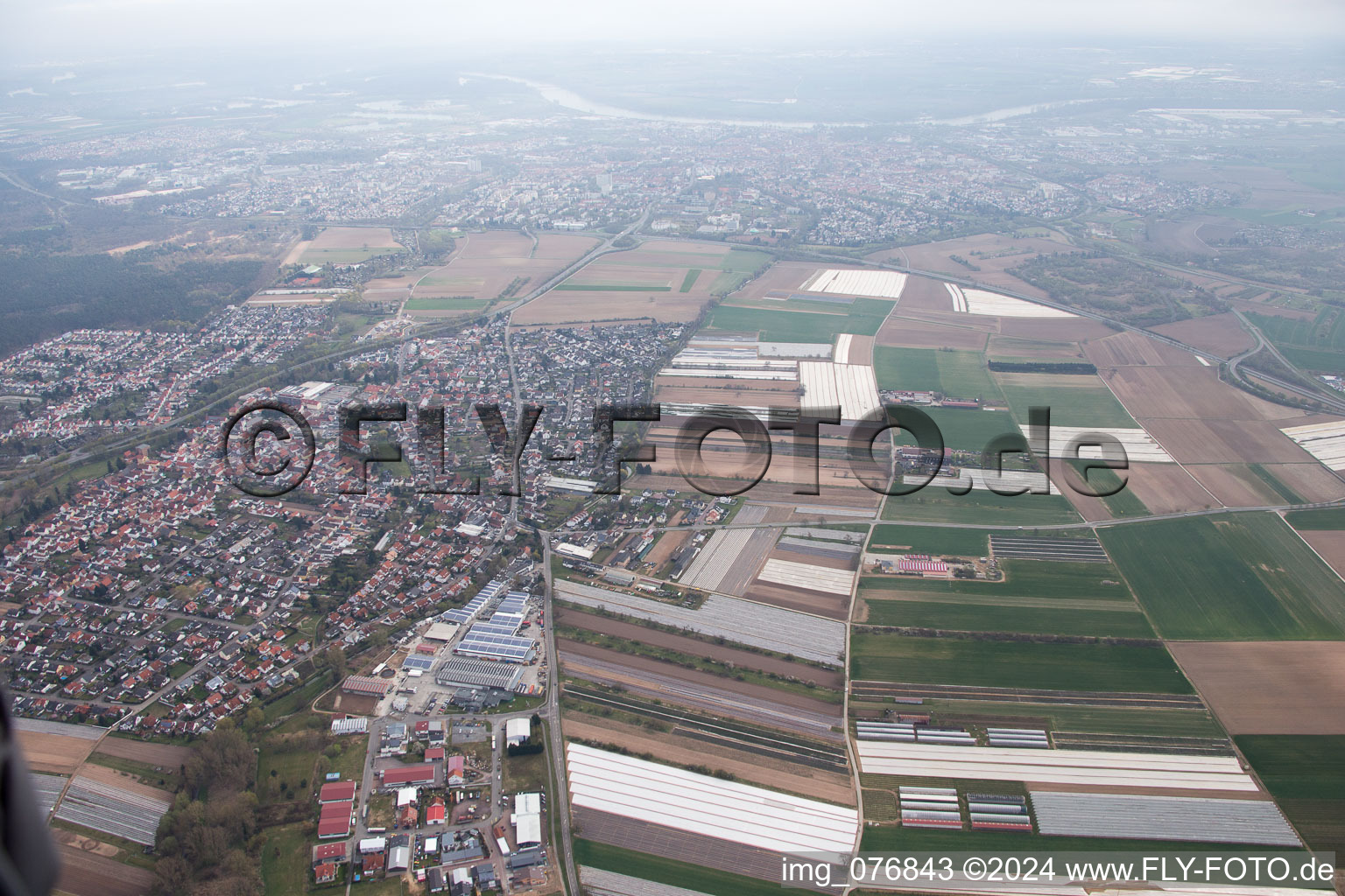 Aerial view of Dudenhofen in the state Rhineland-Palatinate, Germany