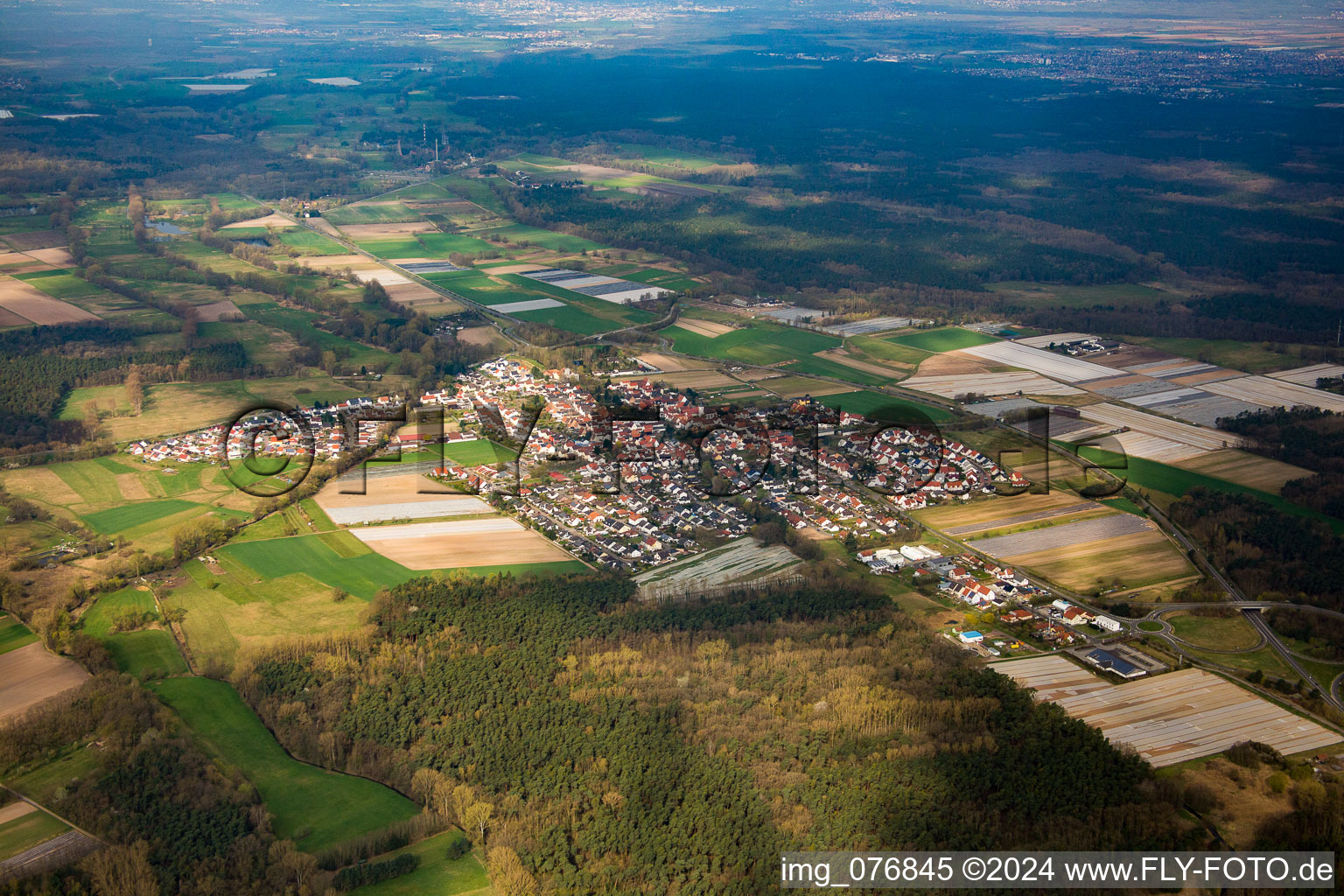 Aerial photograpy of Hanhofen in the state Rhineland-Palatinate, Germany