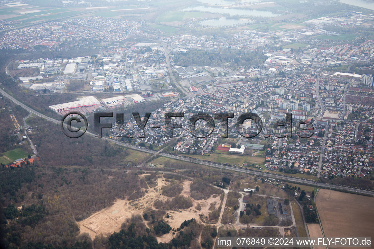 Speyer in the state Rhineland-Palatinate, Germany viewn from the air