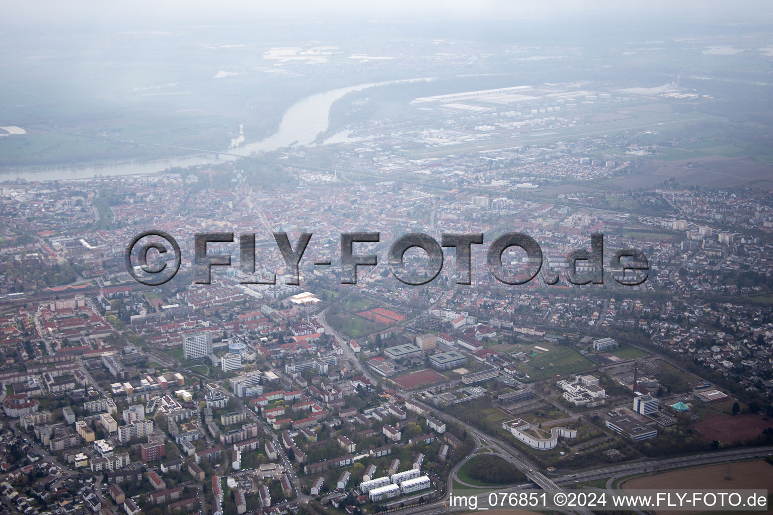 Drone recording of Speyer in the state Rhineland-Palatinate, Germany