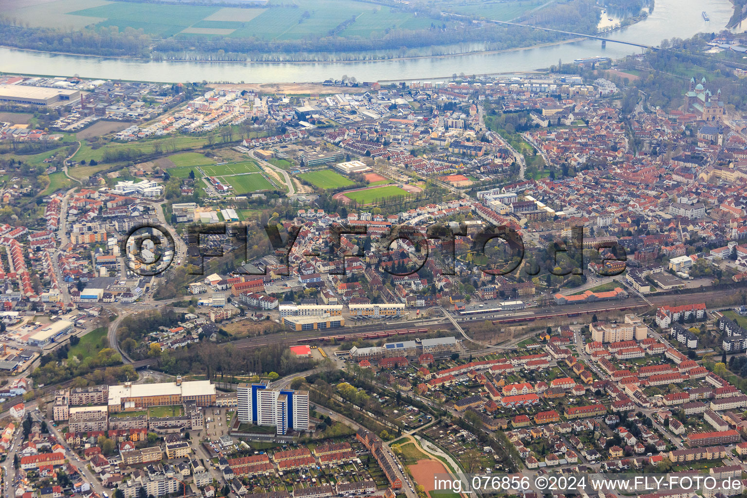 Speyer in the state Rhineland-Palatinate, Germany seen from a drone