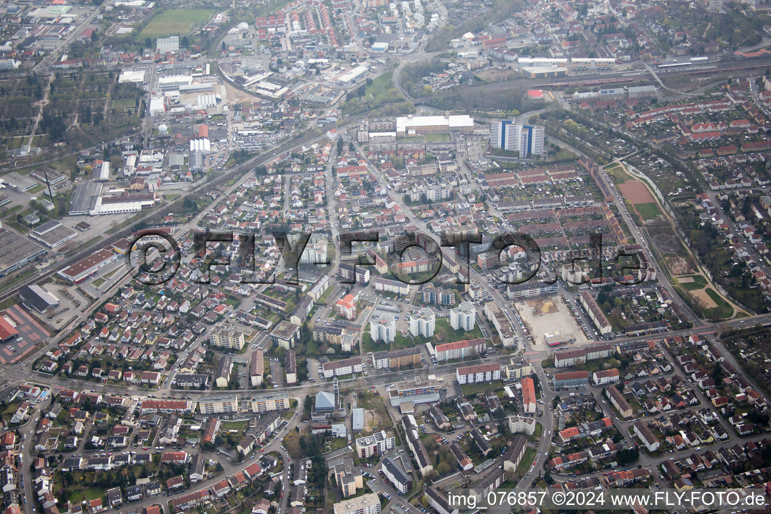 Aerial view of Speyer in the state Rhineland-Palatinate, Germany