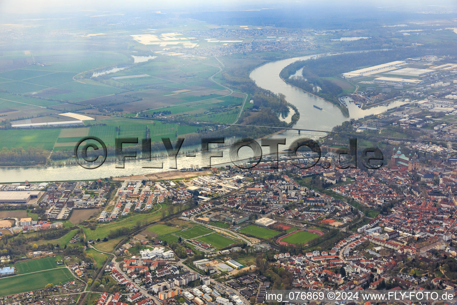 Speyer in the state Rhineland-Palatinate, Germany seen from above