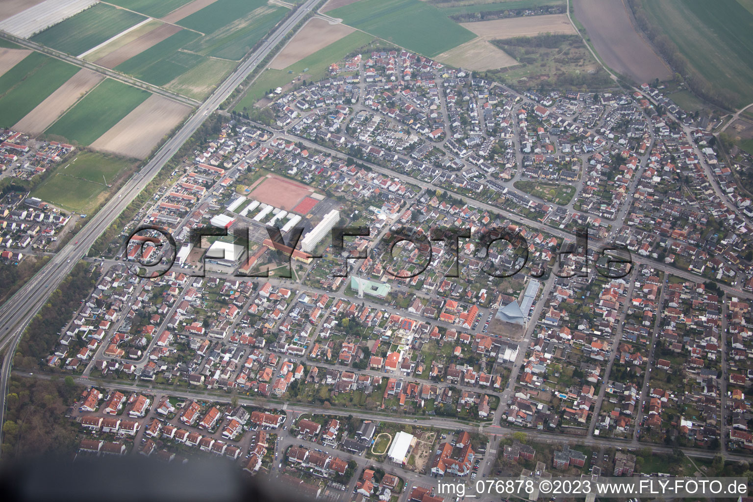 Aerial photograpy of N in Speyer in the state Rhineland-Palatinate, Germany