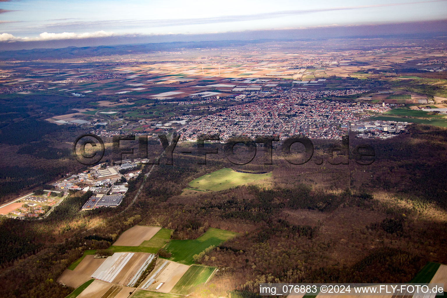 Aerial photograpy of Schifferstadt in the state Rhineland-Palatinate, Germany