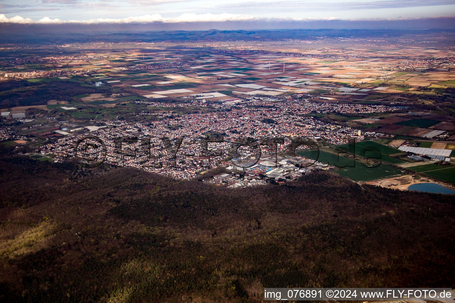 Oblique view of Schifferstadt in the state Rhineland-Palatinate, Germany