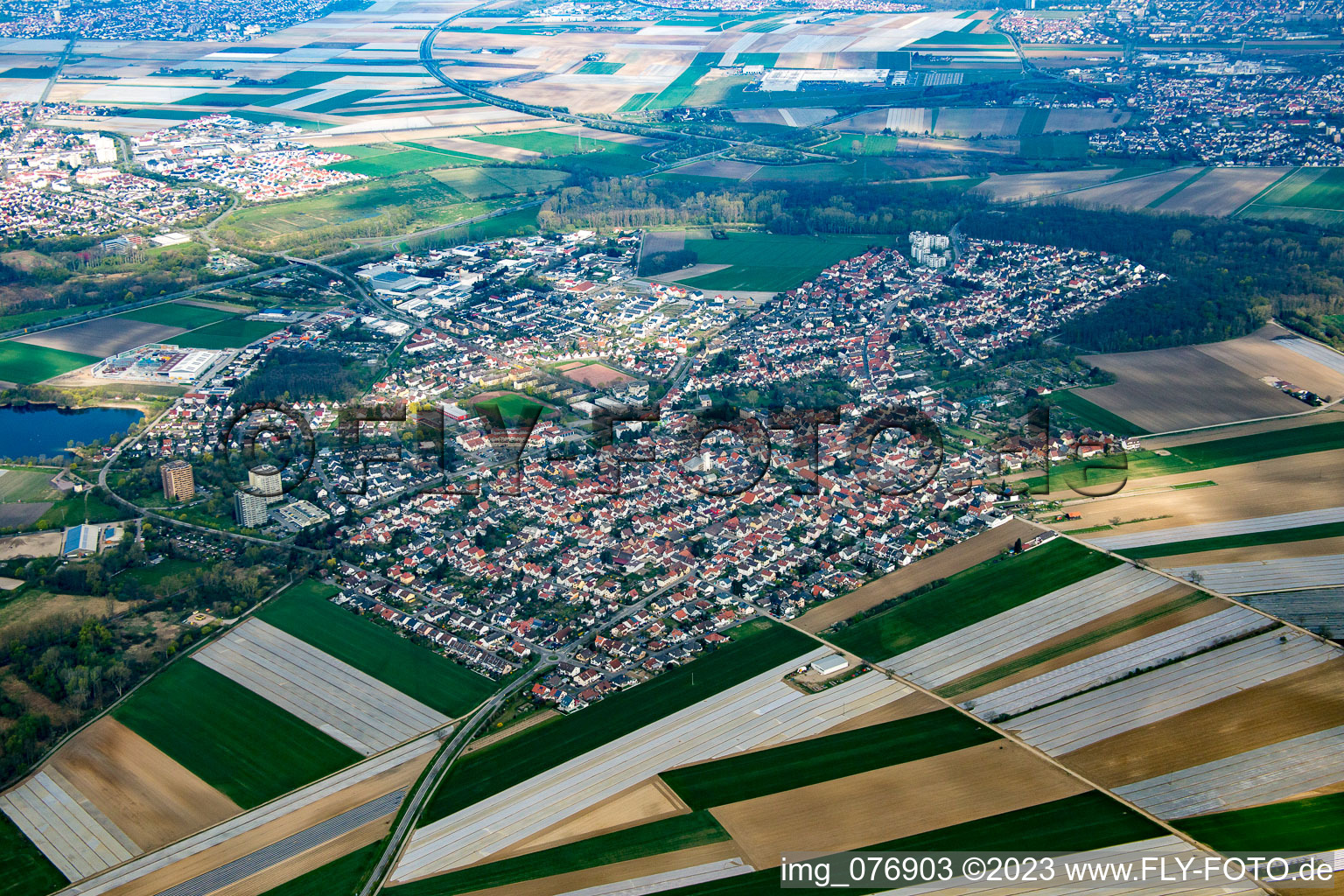 Aerial photograpy of Neuhofen in the state Rhineland-Palatinate, Germany