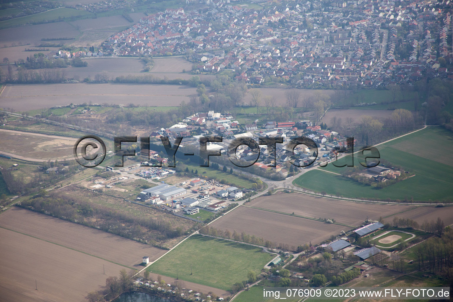 Aerial photograpy of Altrip in the state Rhineland-Palatinate, Germany