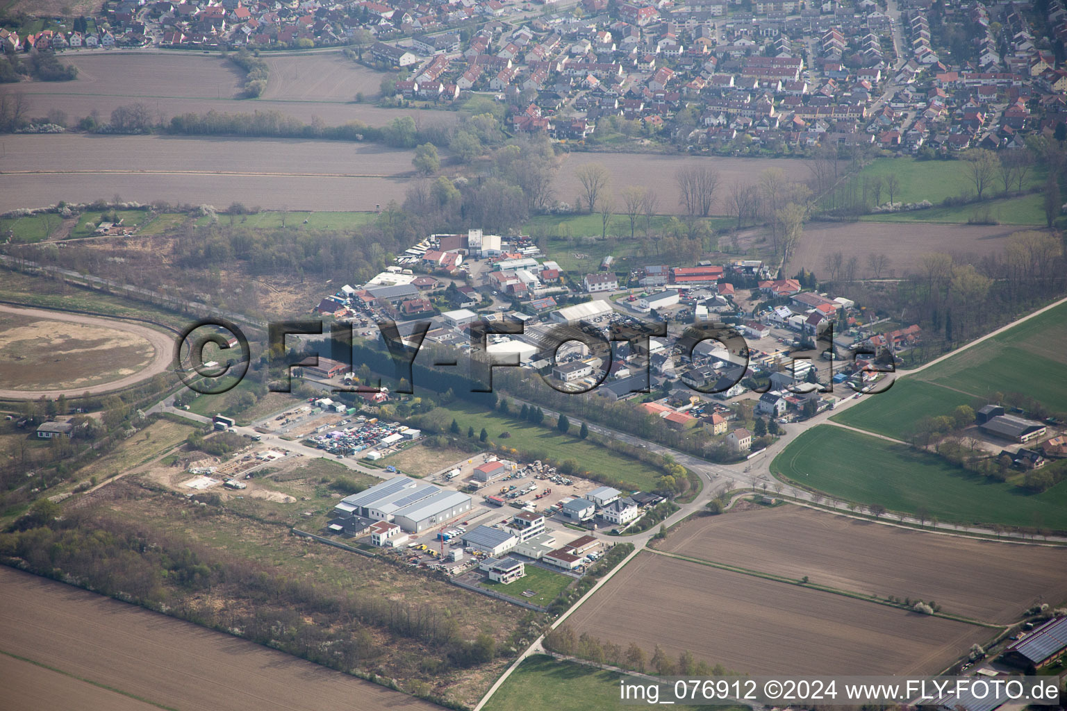 Oblique view of Altrip in the state Rhineland-Palatinate, Germany