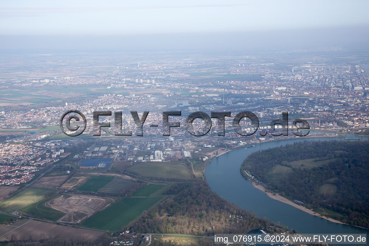 Aerial view of District Süd in Ludwigshafen am Rhein in the state Rhineland-Palatinate, Germany