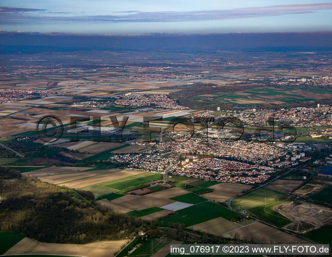 Oblique view of Neuhofen in the state Rhineland-Palatinate, Germany
