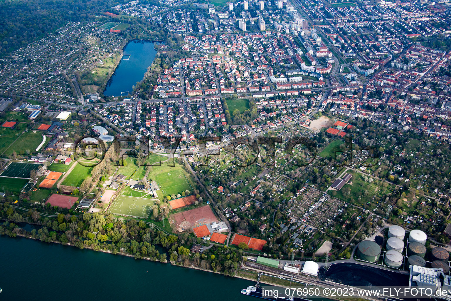 Sports facilities VfL Kurpfalz in the district Neckarau in Mannheim in the state Baden-Wuerttemberg, Germany