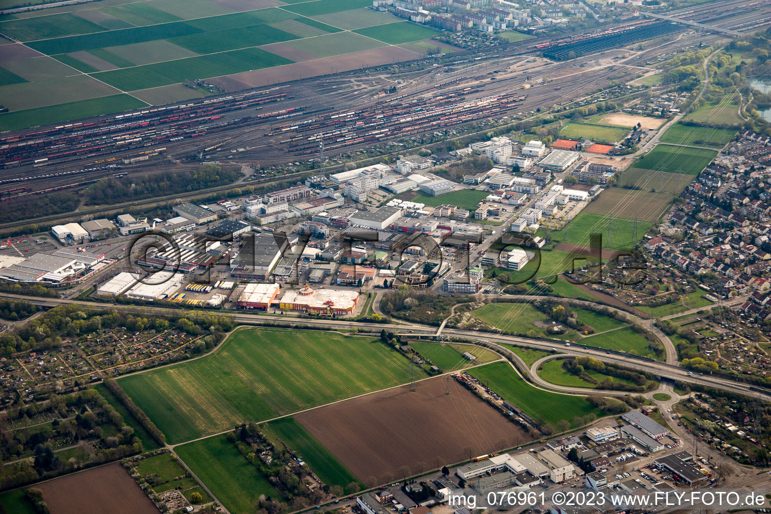 Industrial area Malaustr in the district Rheinau in Mannheim in the state Baden-Wuerttemberg, Germany