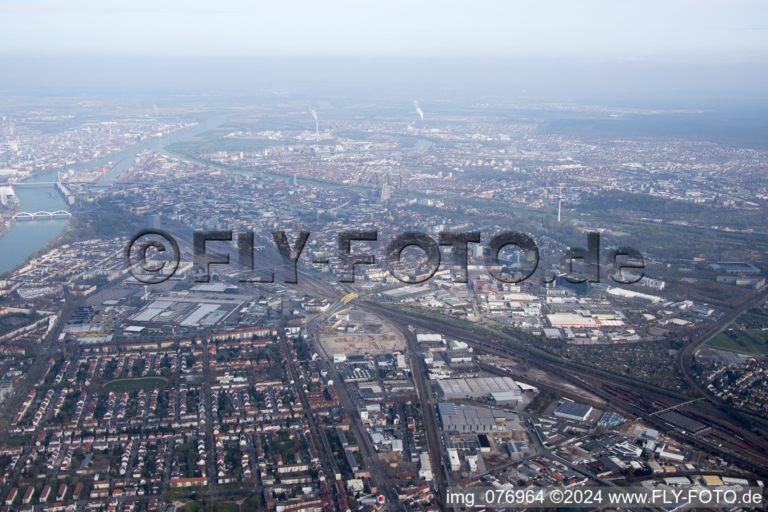 Aerial photograpy of Lindenhof in the district Niederfeld in Mannheim in the state Baden-Wuerttemberg, Germany