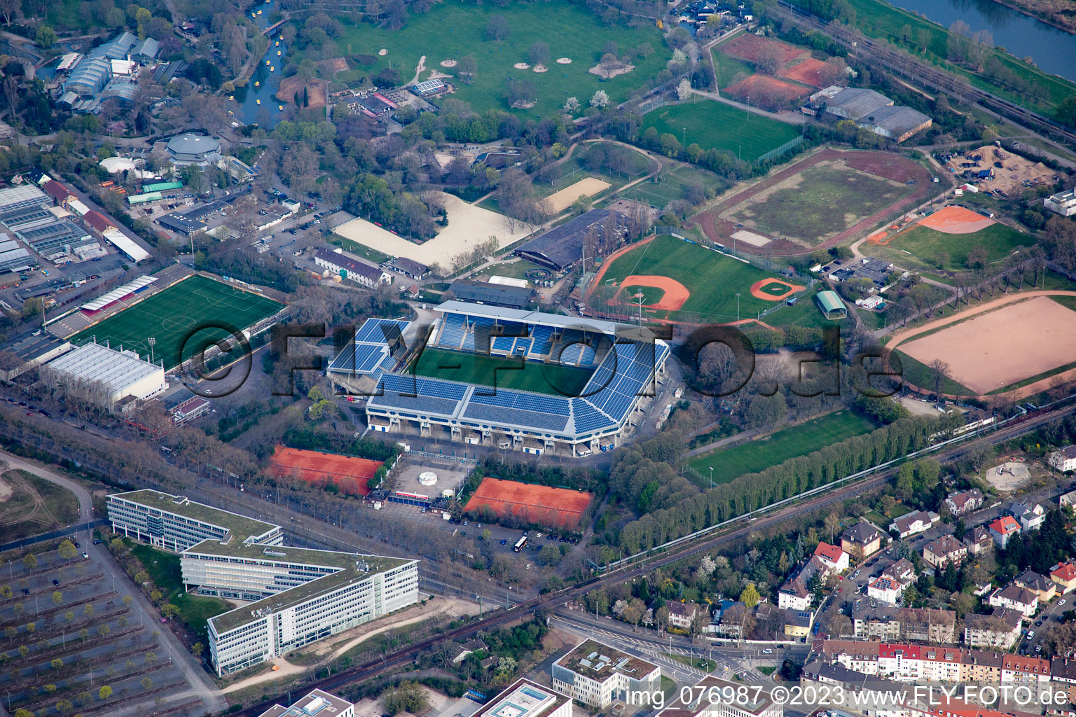 Luisenpark, Carl Benz Stadium in the district Oststadt in Mannheim in the state Baden-Wuerttemberg, Germany