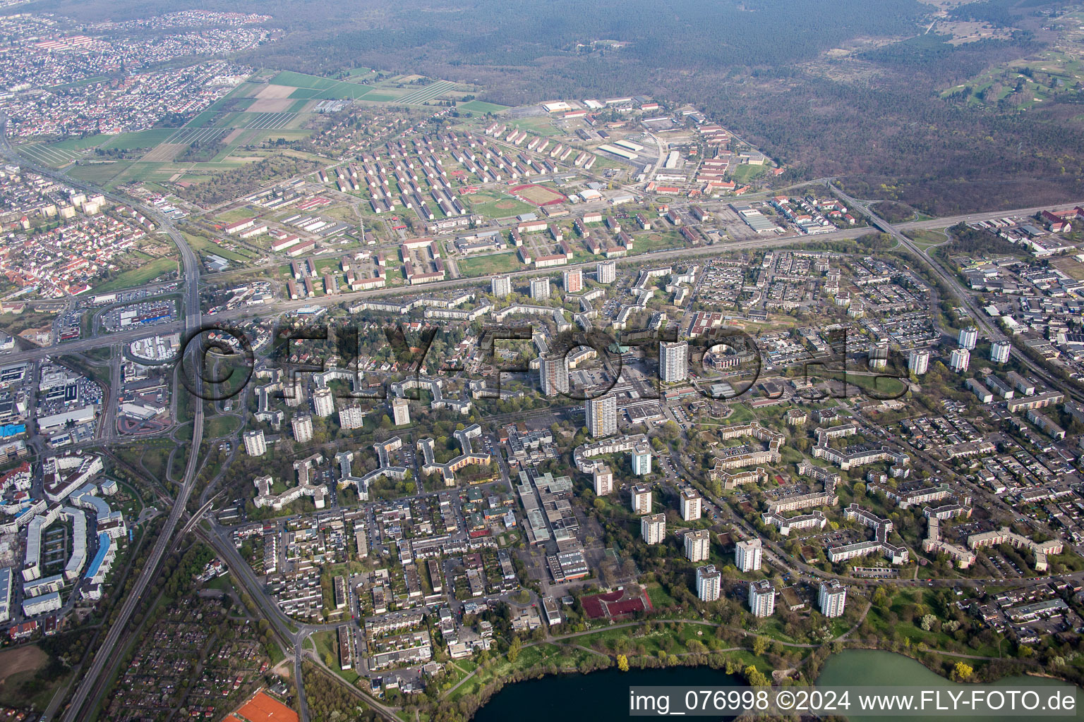 Settlement area in the district Vogelstang in Mannheim in the state Baden-Wurttemberg, Germany